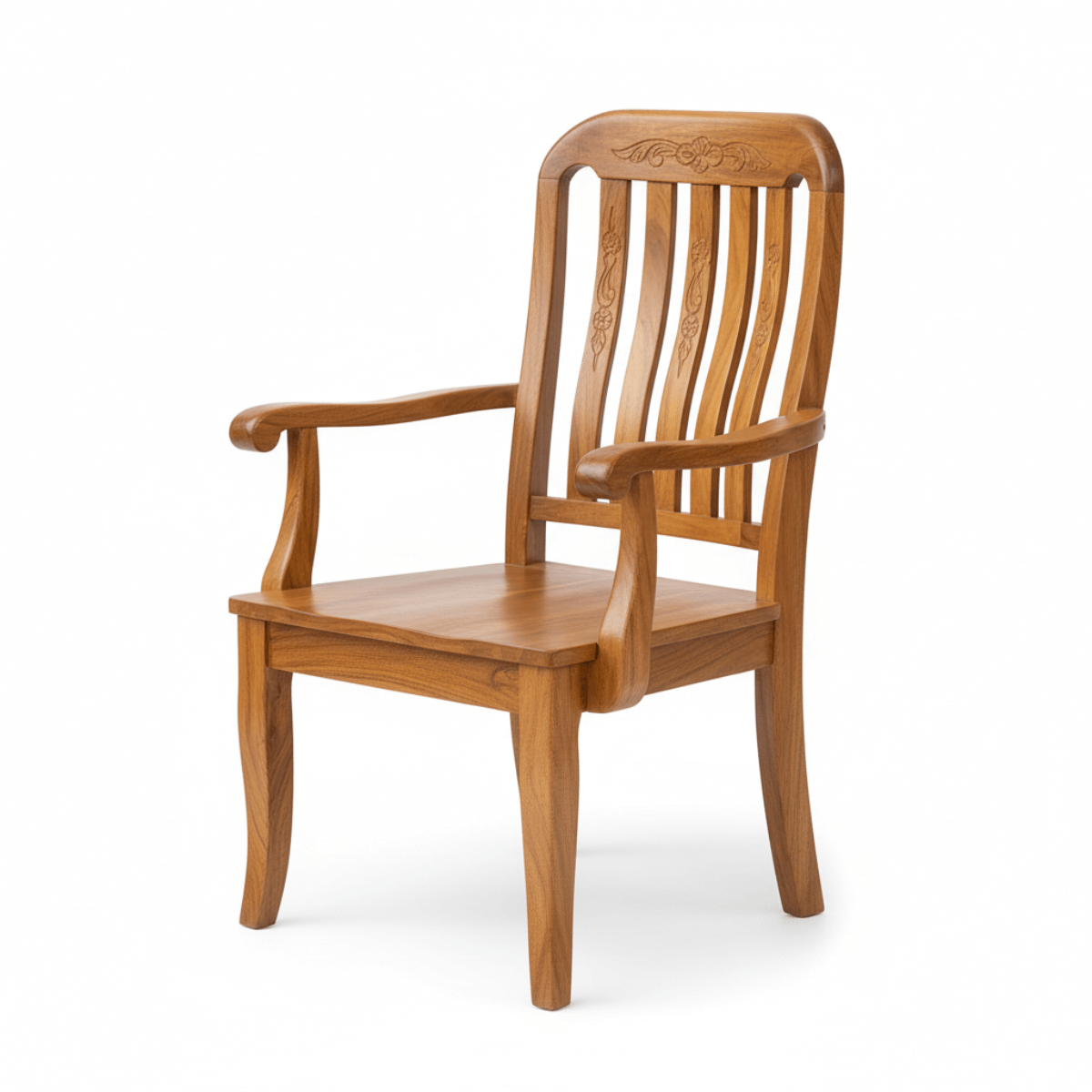 Lunric Traditional Wooden Office Chair with Curved Armrests